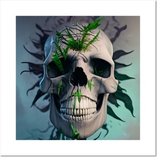 Creepy skull growing vegetation Posters and Art